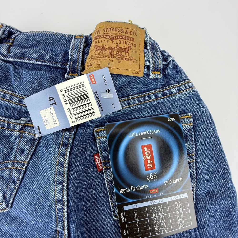 Vintage 90s Levis 550 Relaxed Fit Denim Shorts‎ Toddler Size 4T Blue NWT NOS Y2K